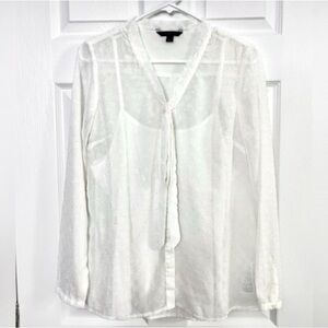 Tommy Hilfiger Semi-Sheer White Blouse w/ Sparkly Details
